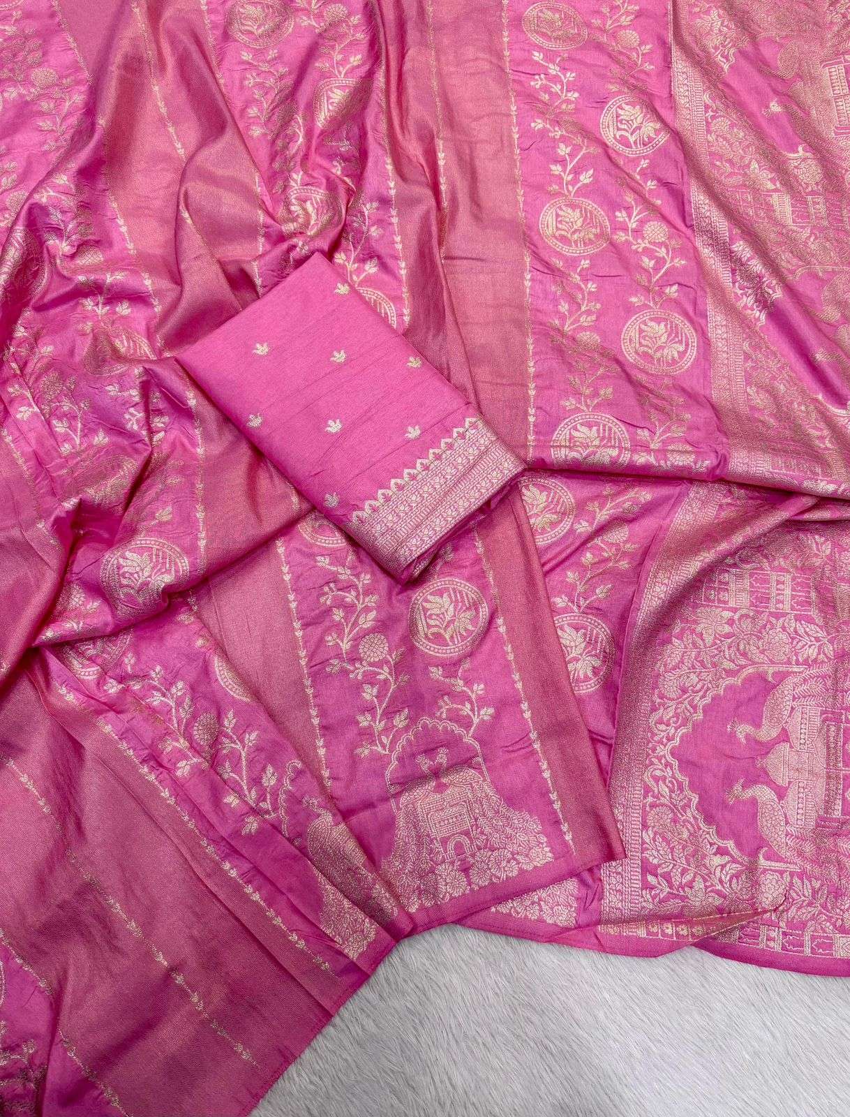 RICH CREPE KHADI COTTAN SILK JARI WOVEN SAREE 