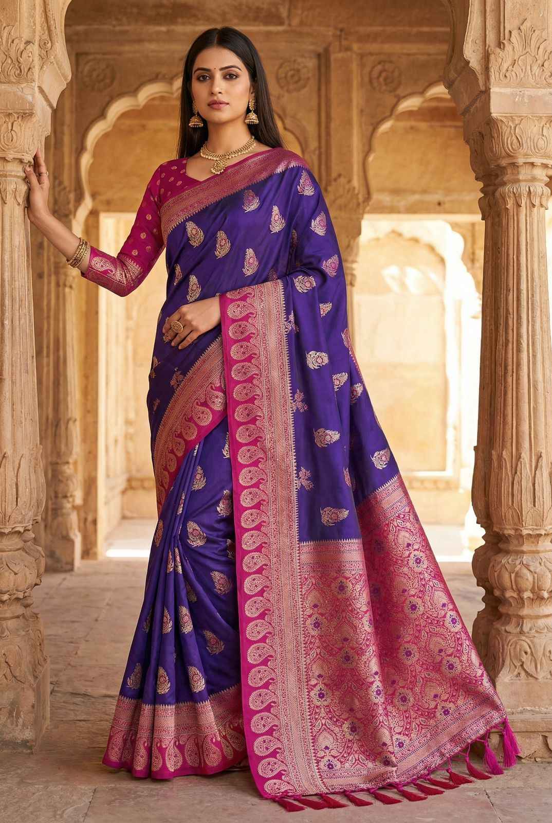 SOFT BANARASI SILK PAITHANI STYLE ZARI WEAVING SAREE