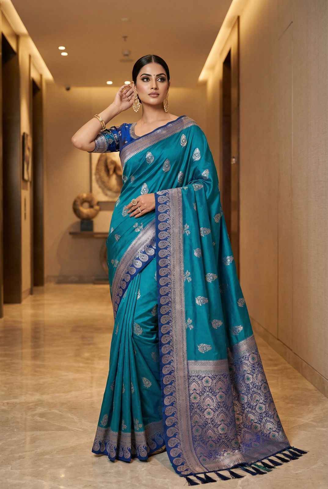 SOFT BANARASI SILK PAITHANI STYLE ZARI WEAVING SAREE