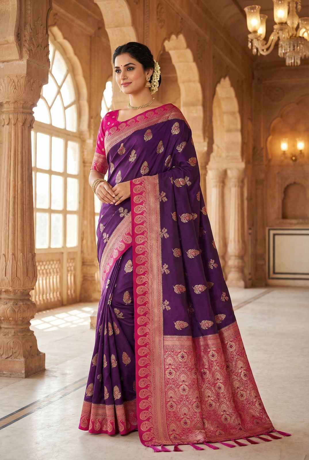 SOFT BANARASI SILK PAITHANI STYLE ZARI WEAVING SAREE