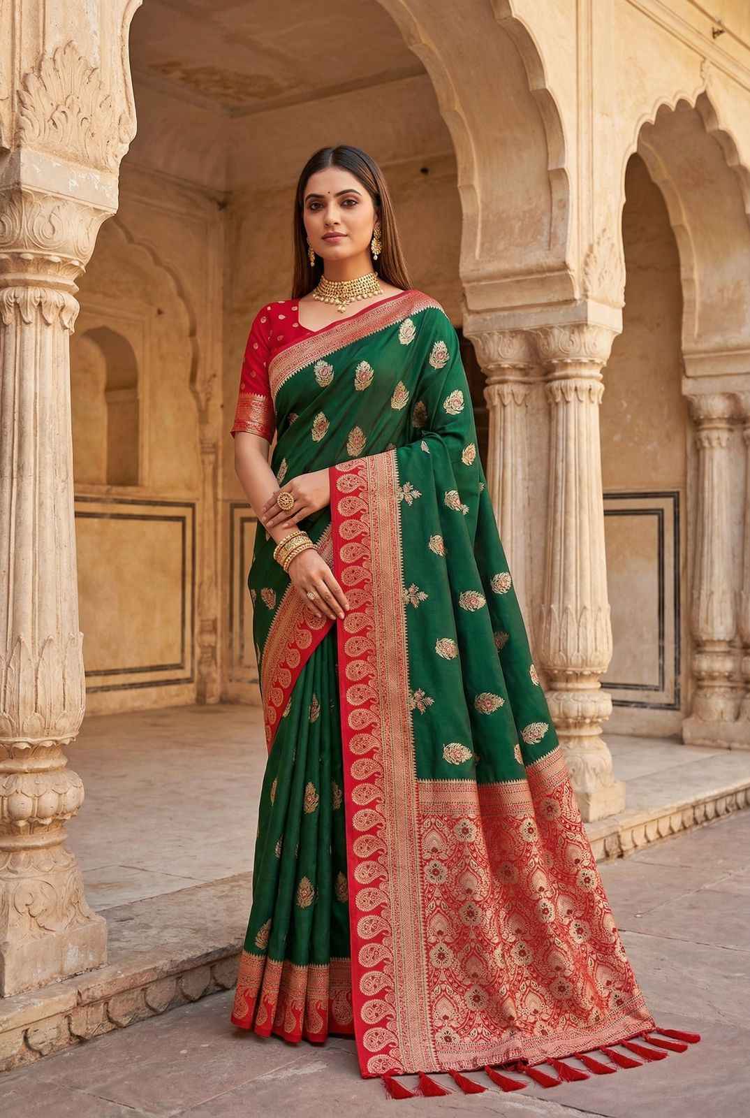 SOFT BANARASI SILK PAITHANI STYLE ZARI WEAVING SAREE