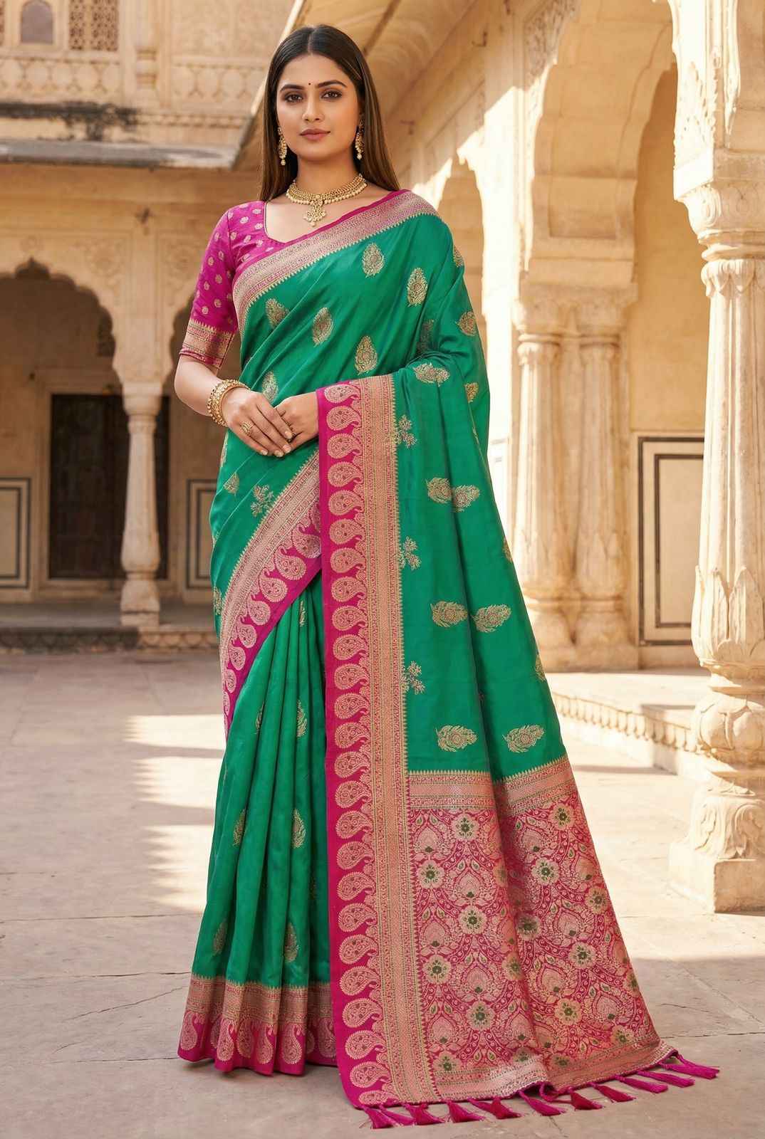 SOFT BANARASI SILK PAITHANI STYLE ZARI WEAVING SAREE