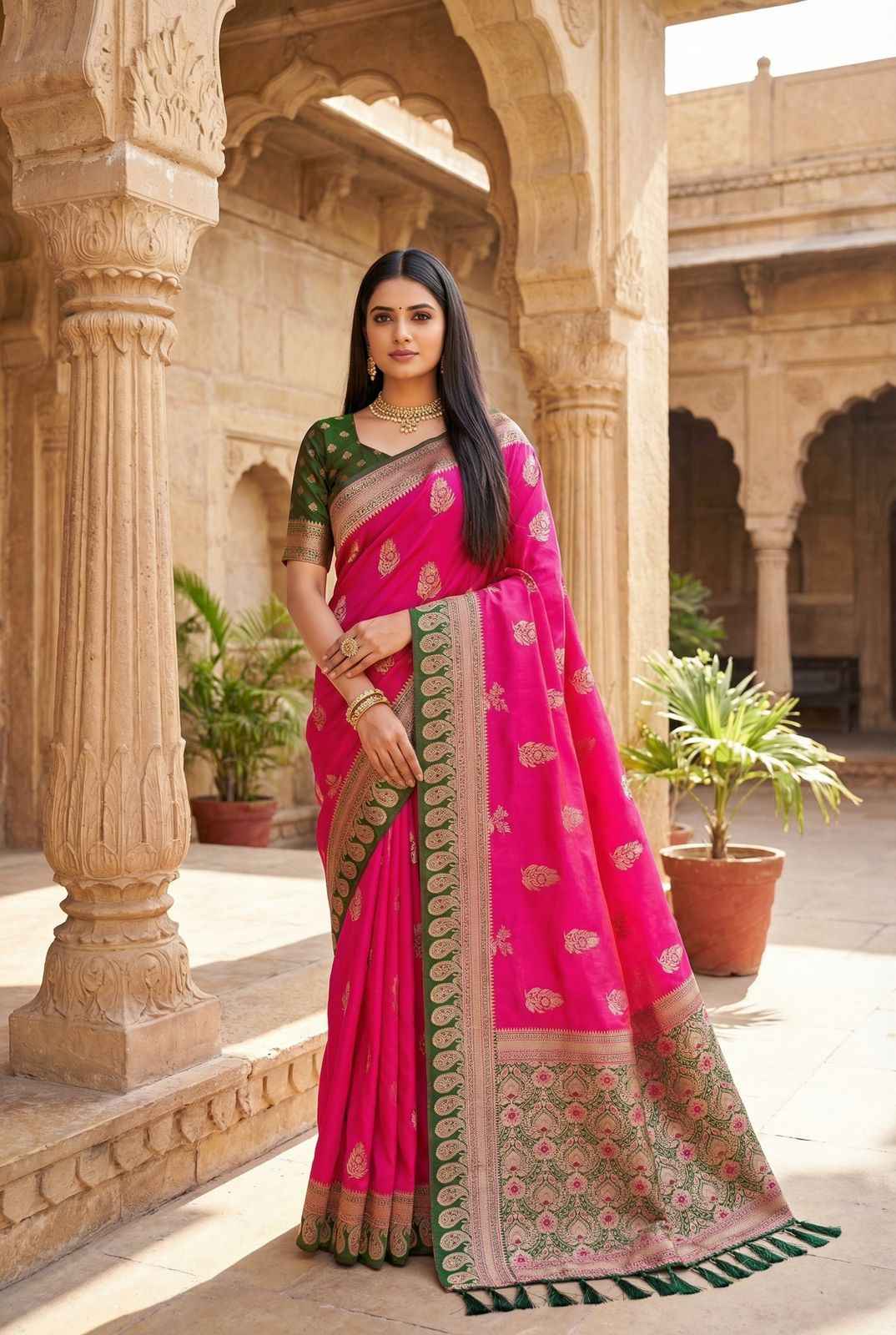 SOFT BANARASI SILK PAITHANI STYLE ZARI WEAVING SAREE