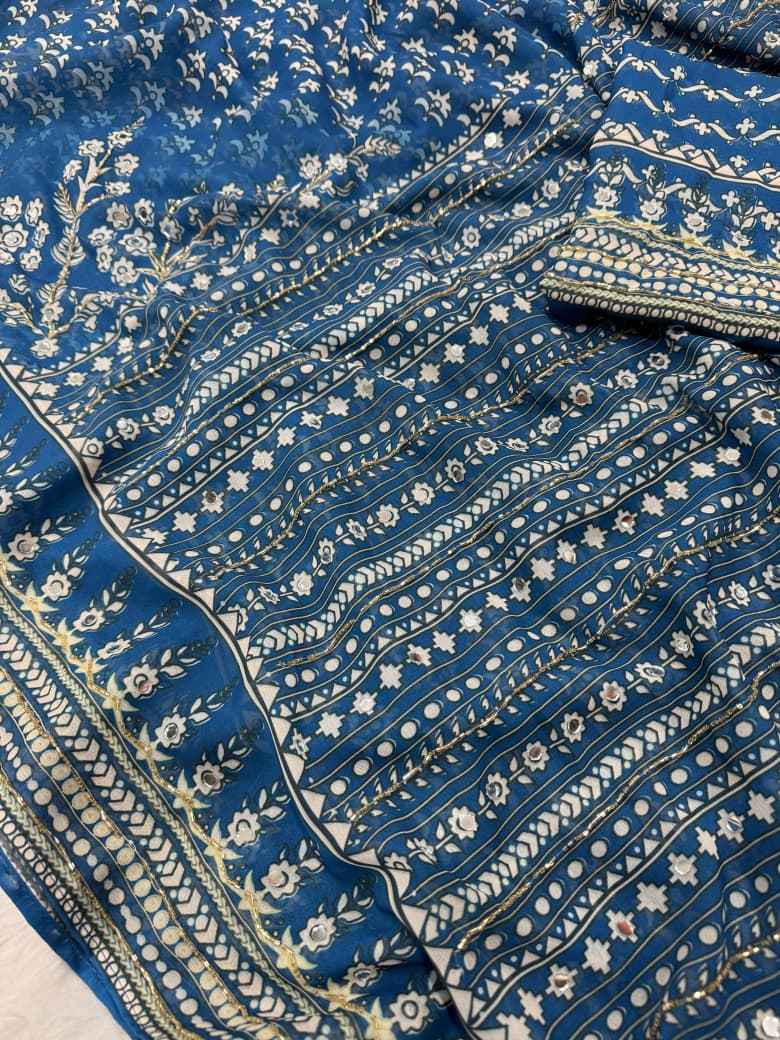 SOFT FOX GEORGETTE KATDANA AND MIRROR WORK SAREE