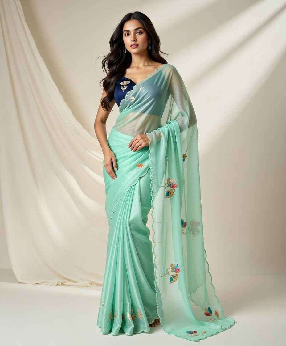 SOFT GEORGETTE FLORAL PATCH WORK SAREE  