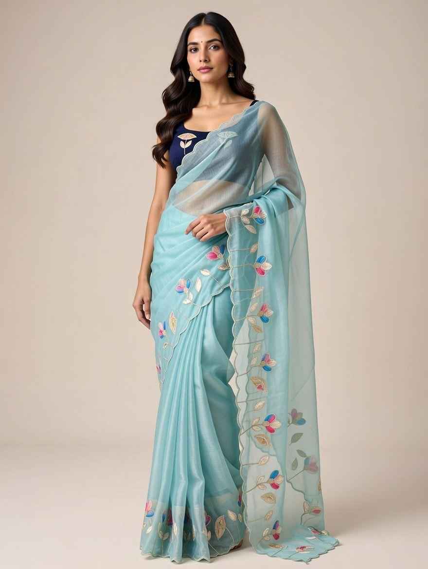 SOFT GEORGETTE FLORAL PATCH WORK SAREE  