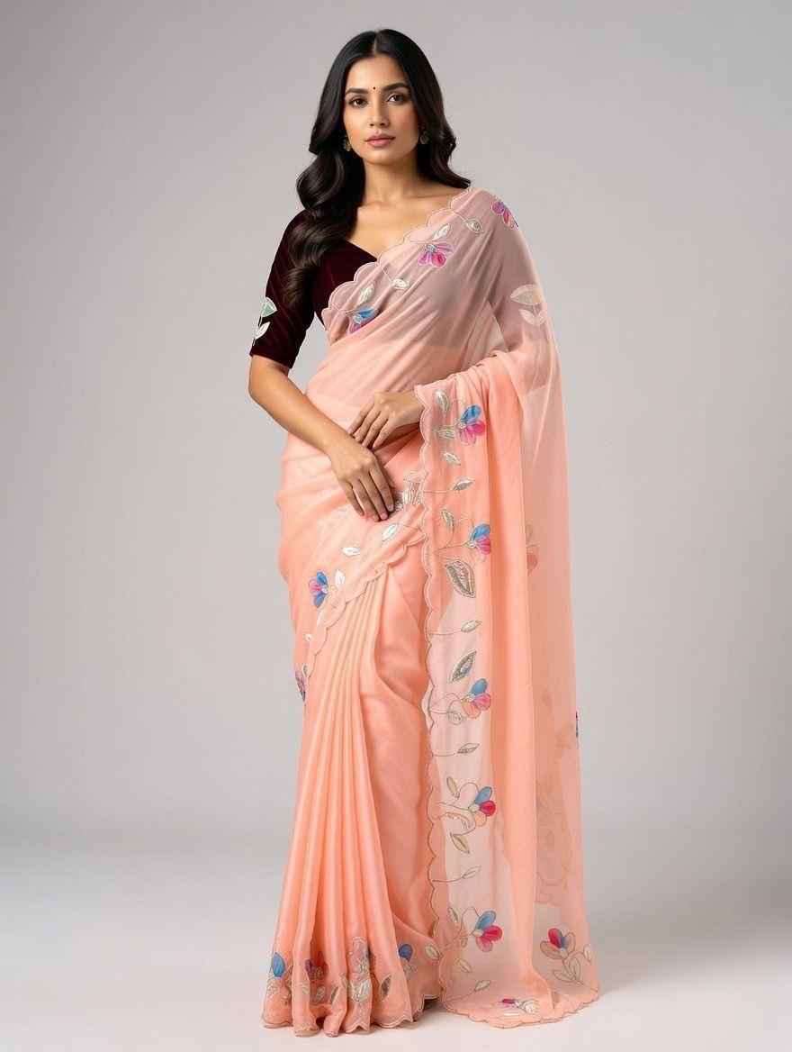 SOFT GEORGETTE FLORAL PATCH WORK SAREE  
