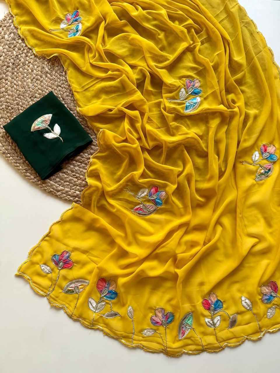 SOFT GEORGETTE FLORAL PATCH WORK SAREE  