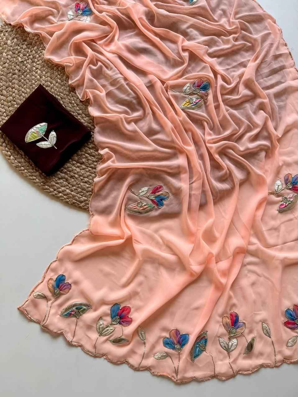 SOFT GEORGETTE FLORAL PATCH WORK SAREE  