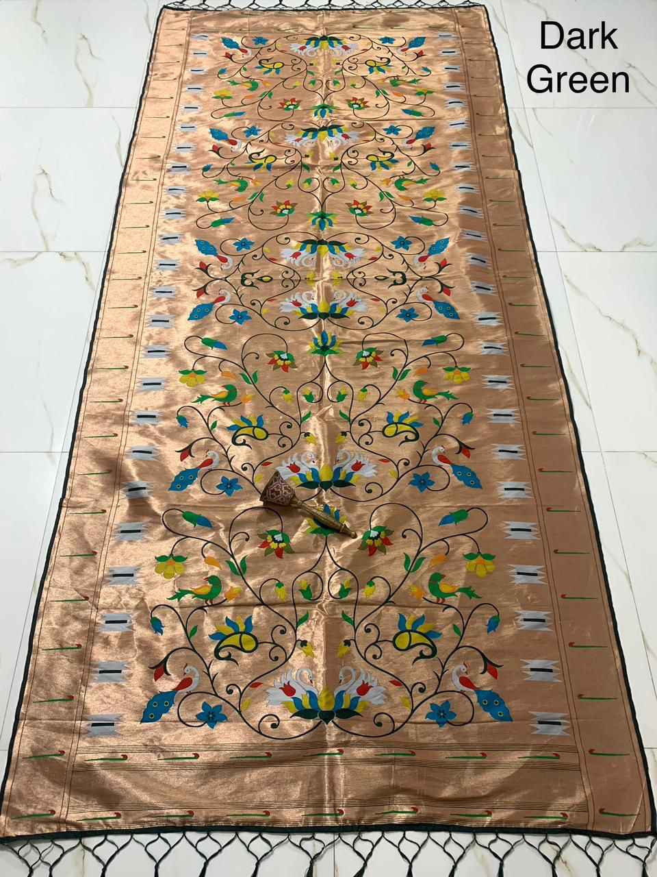 SOFT JARI AND SILK LOTUS AND HANS DESIGN PAITHANI DUPATTA 