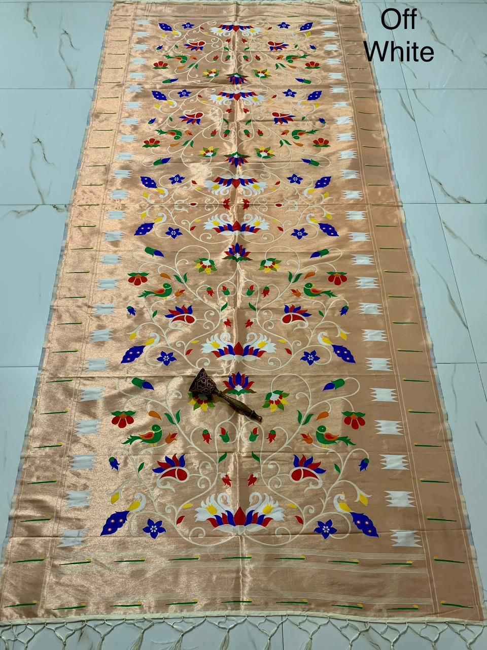SOFT JARI AND SILK LOTUS AND HANS DESIGN PAITHANI DUPATTA 