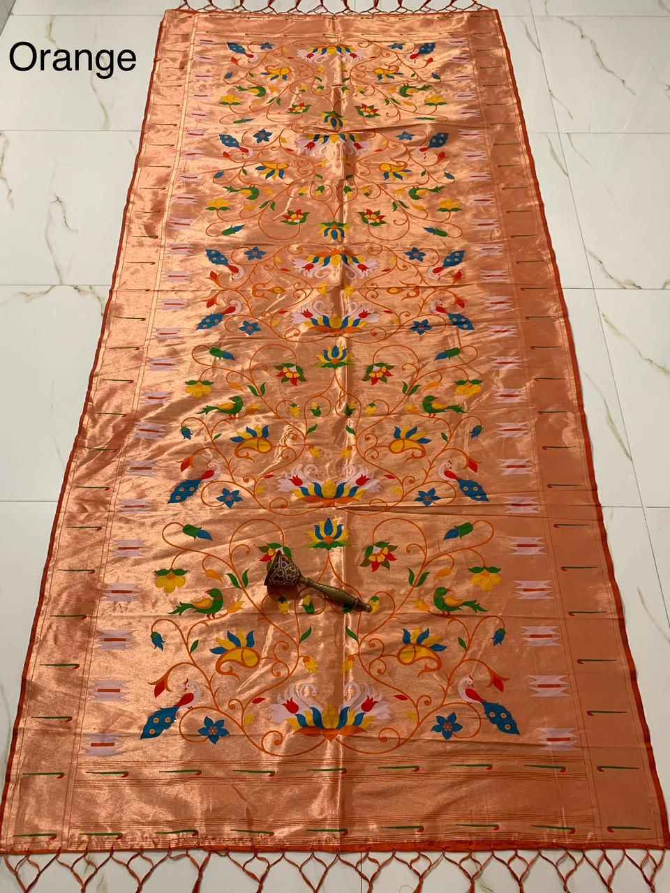 SOFT JARI AND SILK LOTUS AND HANS DESIGN PAITHANI DUPATTA 