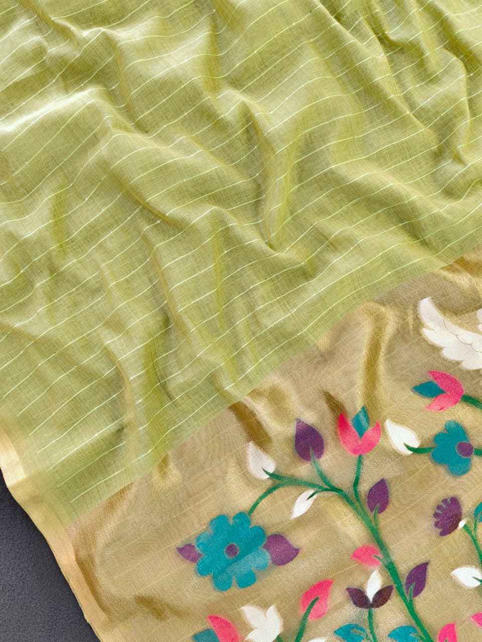 PREMIUM SOFT MUGA COTTON ZARI AND MEENA WEAVING SAREE