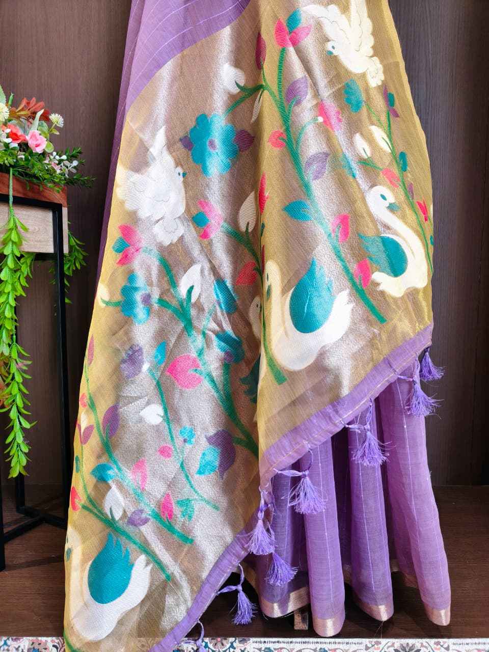 PREMIUM SOFT MUGA COTTON ZARI AND MEENA WEAVING SAREE