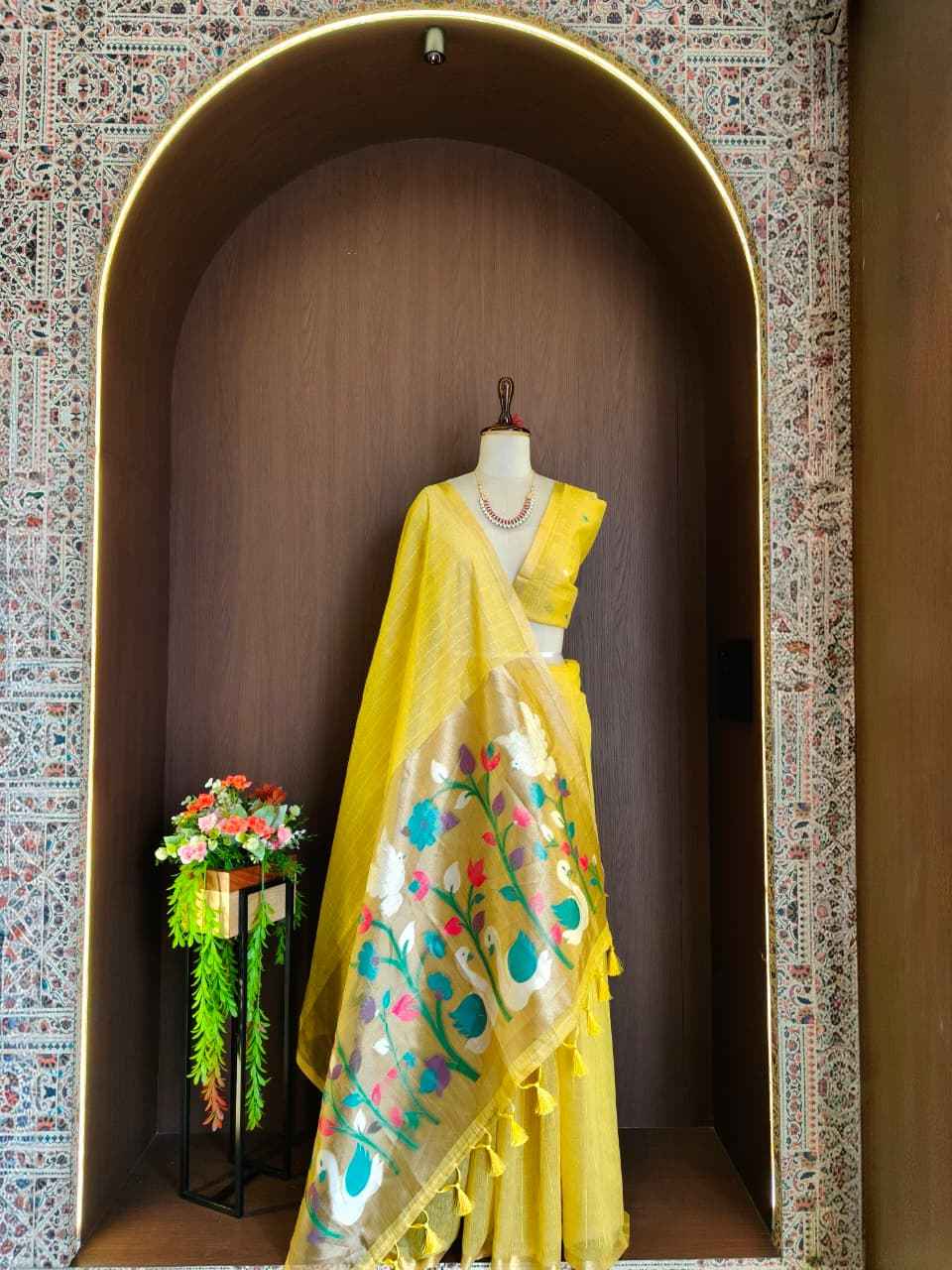 PREMIUM SOFT MUGA COTTON ZARI AND MEENA WEAVING SAREE