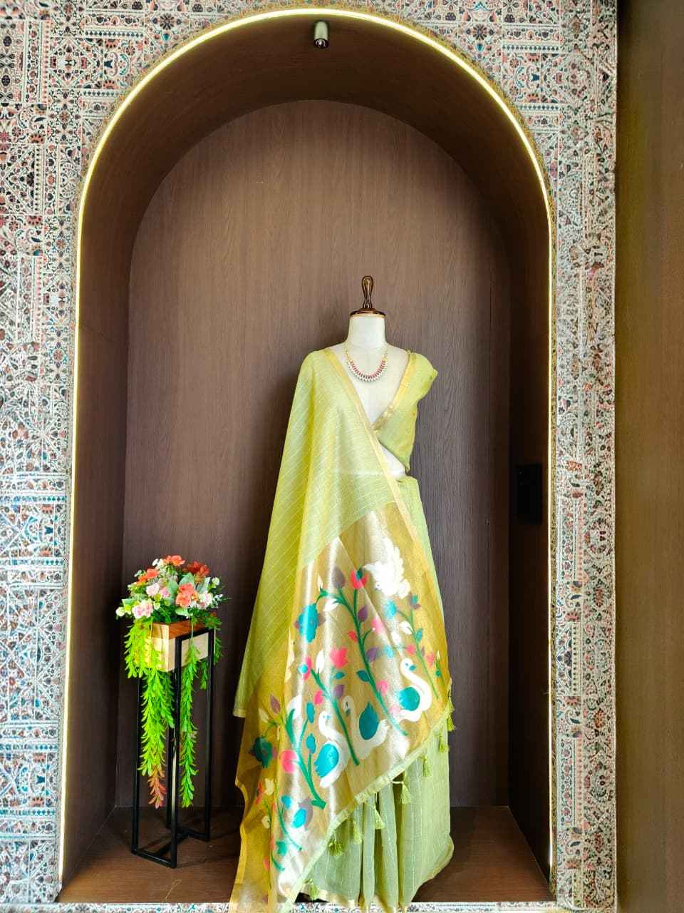 PREMIUM SOFT MUGA COTTON ZARI AND MEENA WEAVING SAREE