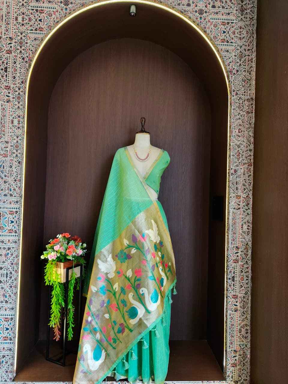 PREMIUM SOFT MUGA COTTON ZARI AND MEENA WEAVING SAREE