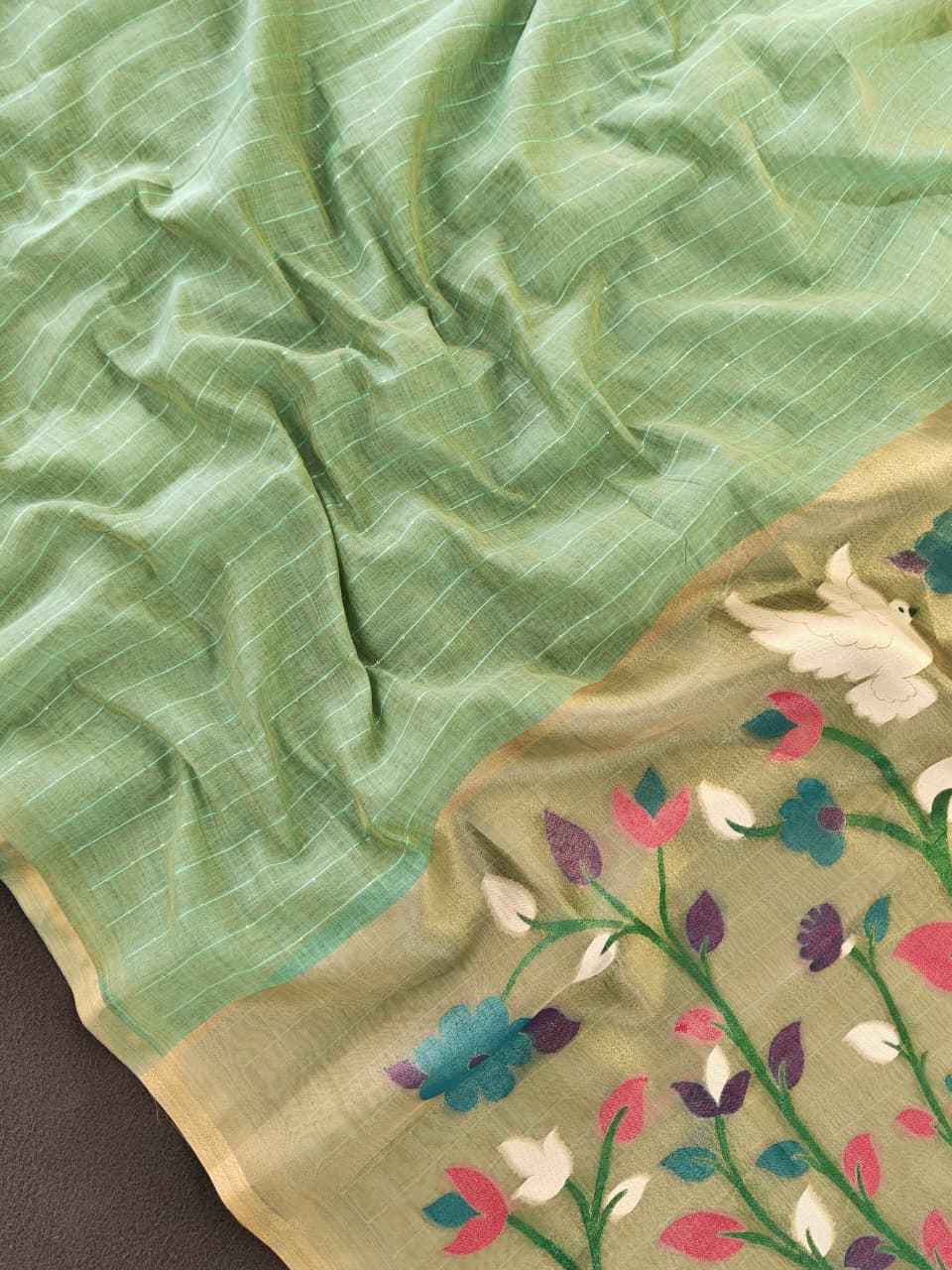 PREMIUM SOFT MUGA COTTON ZARI AND MEENA WEAVING SAREE
