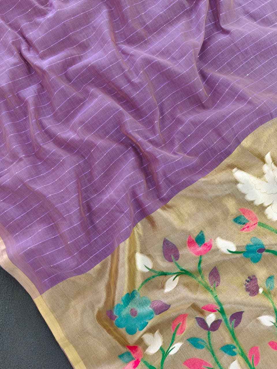 PREMIUM SOFT MUGA COTTON ZARI AND MEENA WEAVING SAREE