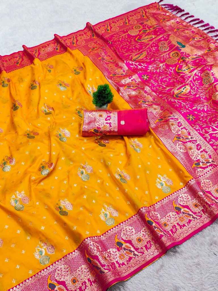 SOFT PAITHANI SILK MEENAKARI ZARI WEAVING SAREE 