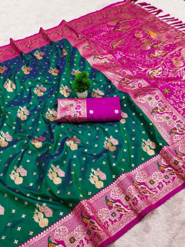 SOFT PAITHANI SILK MEENAKARI ZARI WEAVING SAREE 