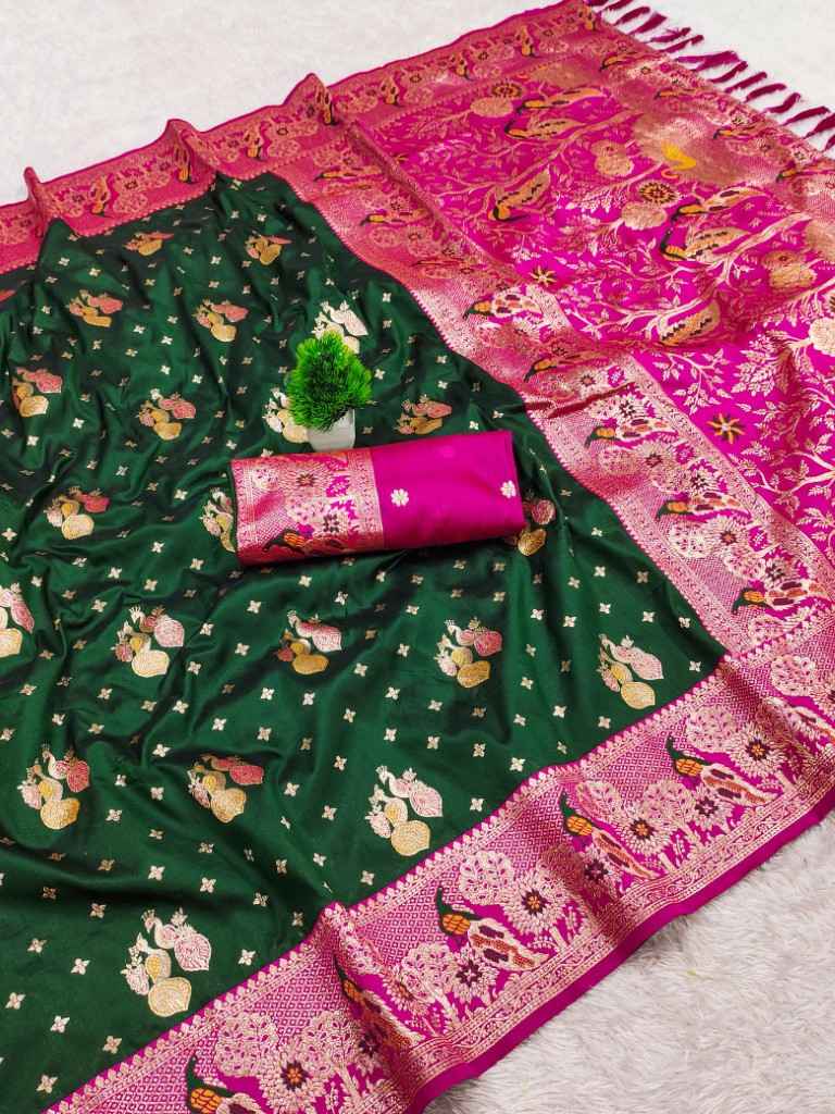 SOFT PAITHANI SILK MEENAKARI ZARI WEAVING SAREE 