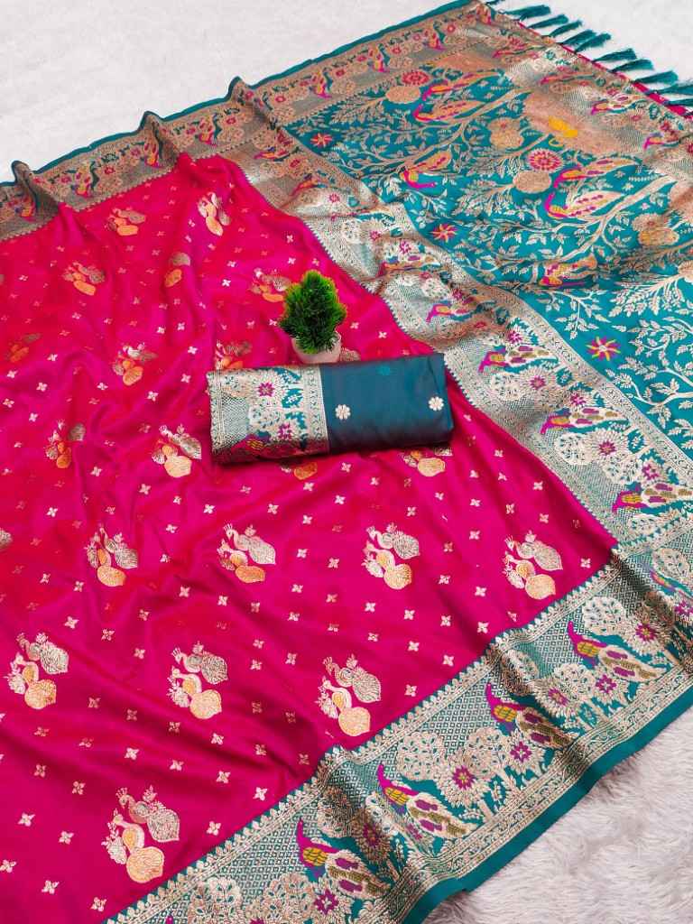 SOFT PAITHANI SILK MEENAKARI ZARI WEAVING SAREE 