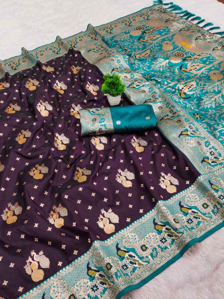 SOFT PAITHANI SILK MEENAKARI ZARI WEAVING SAREE 