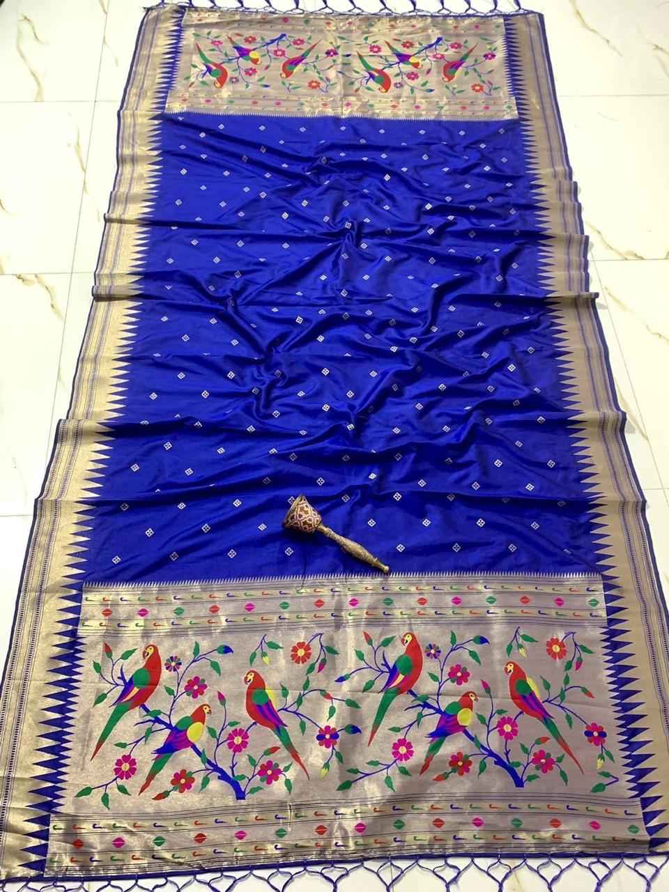 SOFT SILK ZARI TEMPLE BORDER BUTTI DESIGN PAITHANI DUPATTA 