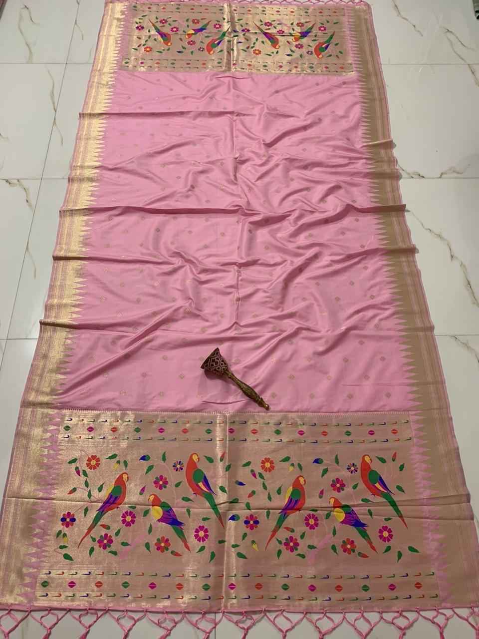 SOFT SILK ZARI TEMPLE BORDER BUTTI DESIGN PAITHANI DUPATTA 