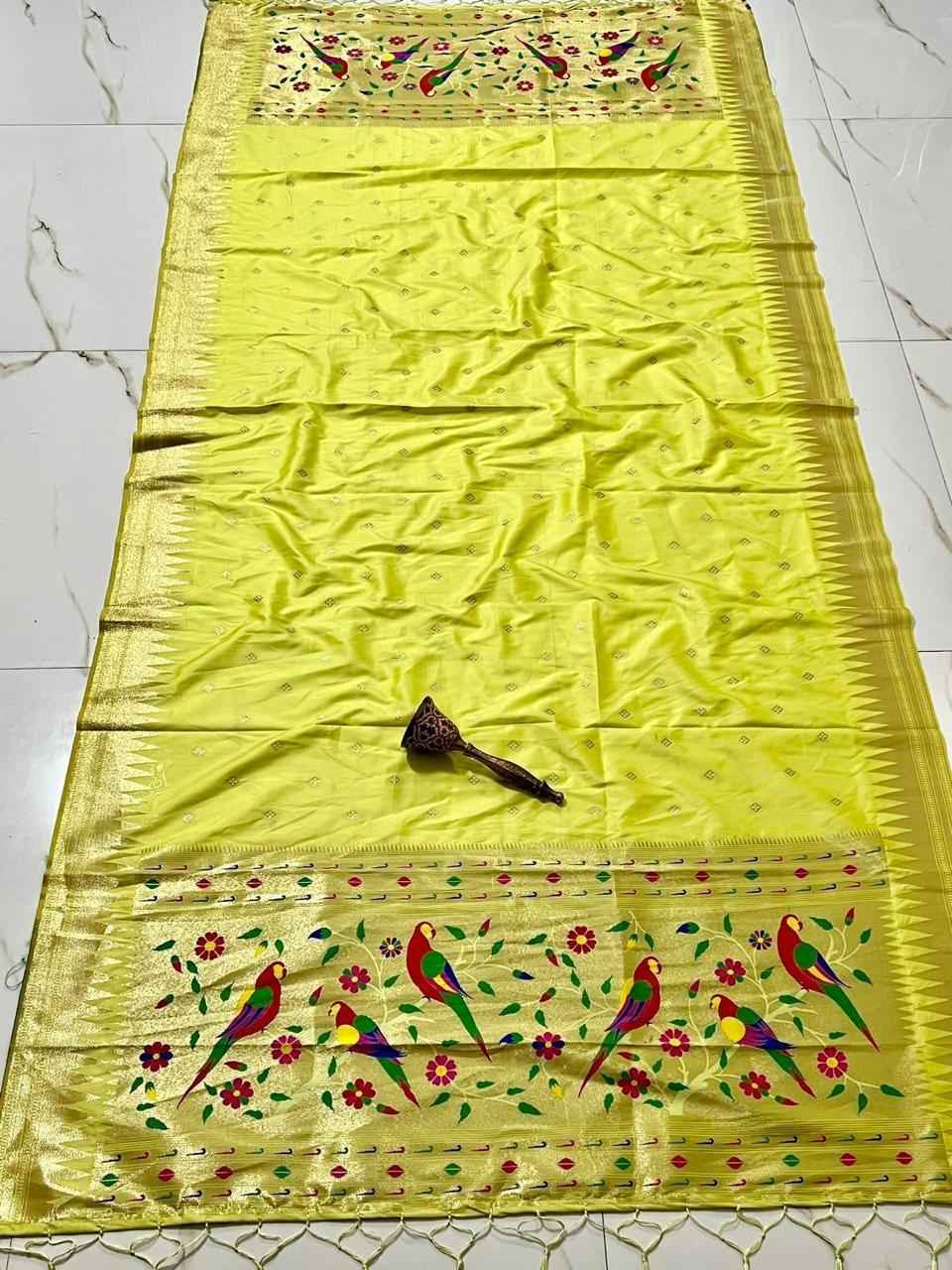SOFT SILK ZARI TEMPLE BORDER BUTTI DESIGN PAITHANI DUPATTA 