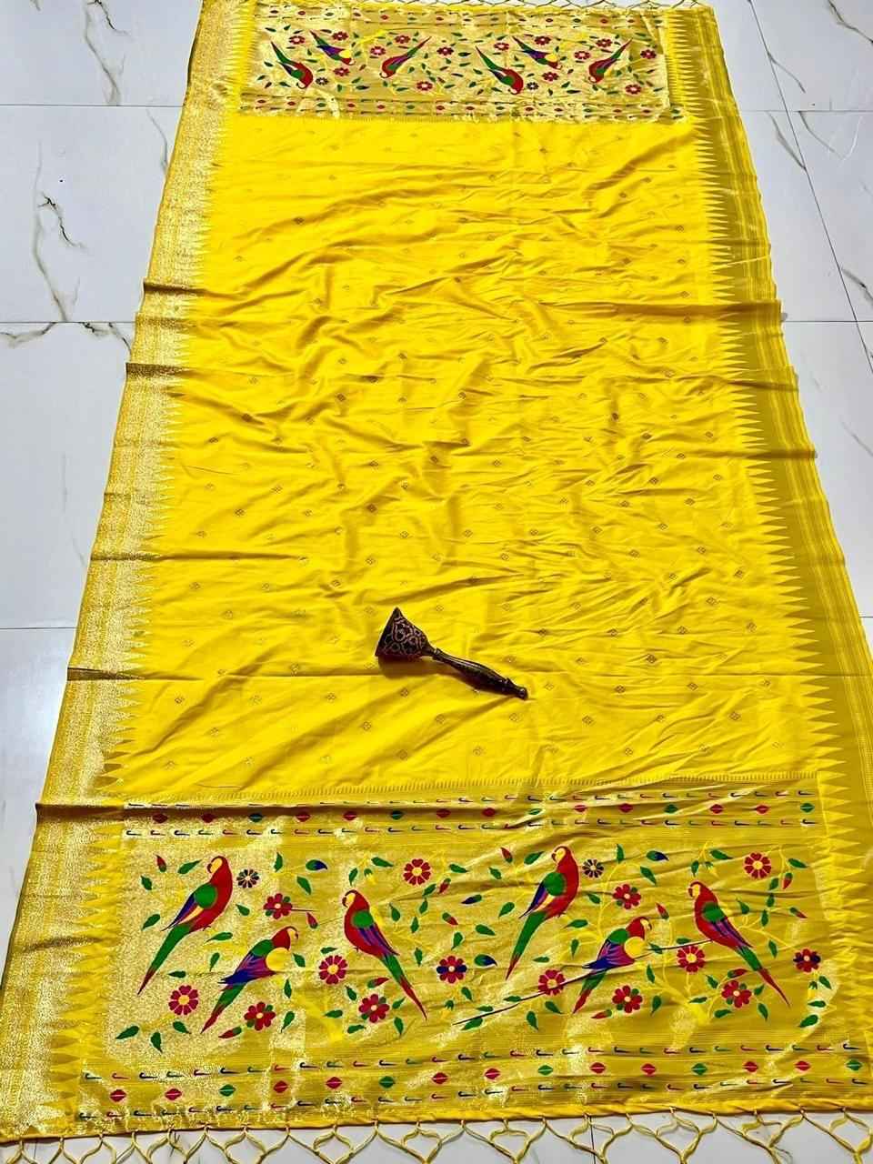 SOFT SILK ZARI TEMPLE BORDER BUTTI DESIGN PAITHANI DUPATTA 