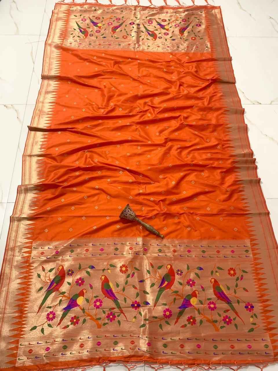 SOFT SILK ZARI TEMPLE BORDER BUTTI DESIGN PAITHANI DUPATTA 