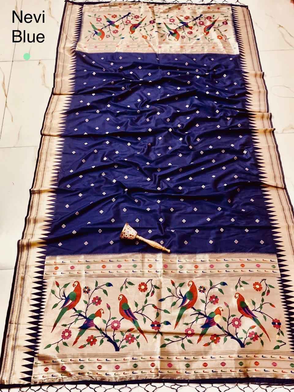 SOFT SILK ZARI TEMPLE BORDER BUTTI DESIGN PAITHANI DUPATTA 