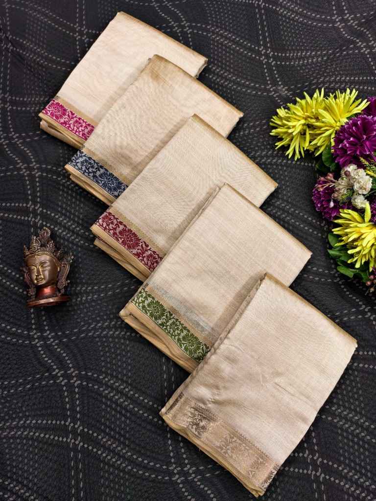 SOFT TUSSAR SILK SELF WEAVING ZARI SAREE