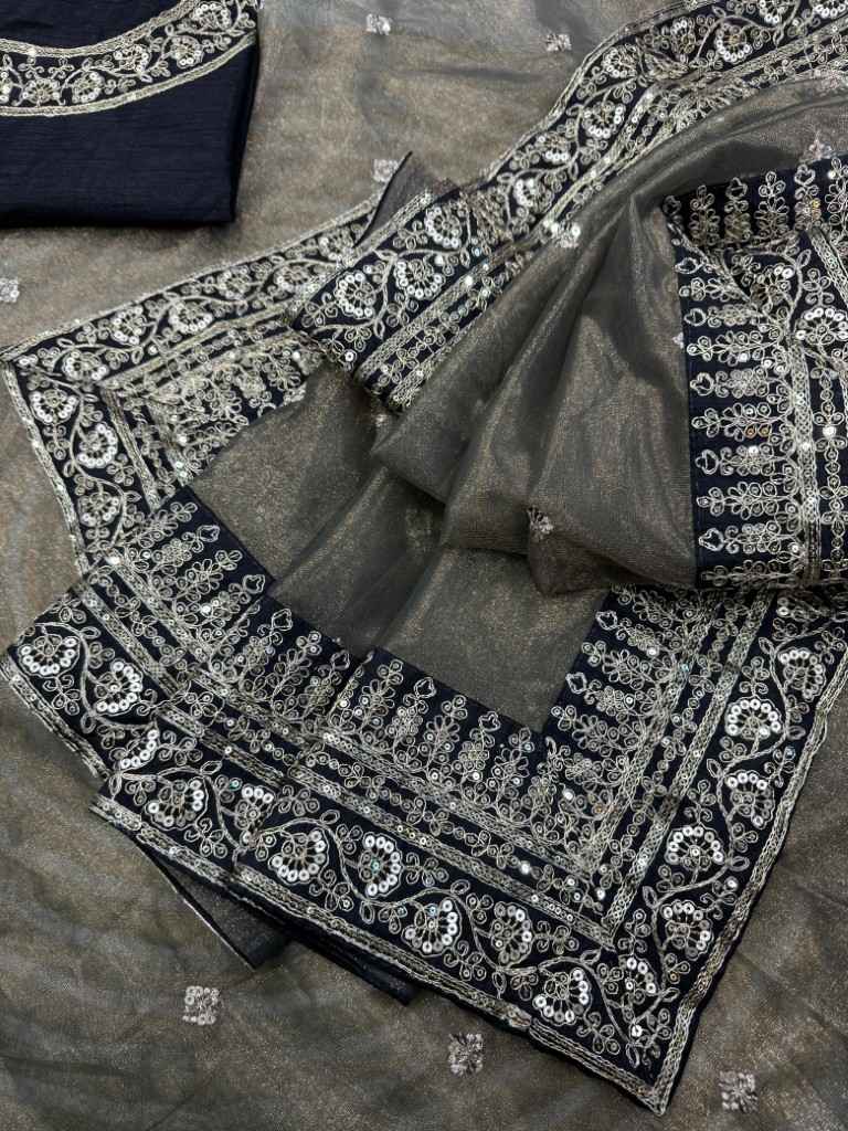 SOFT TWIL NET SEQUANCE AND DORI EMBROIDERY WORK SAREE 2 AT WHOLESALE PRICE