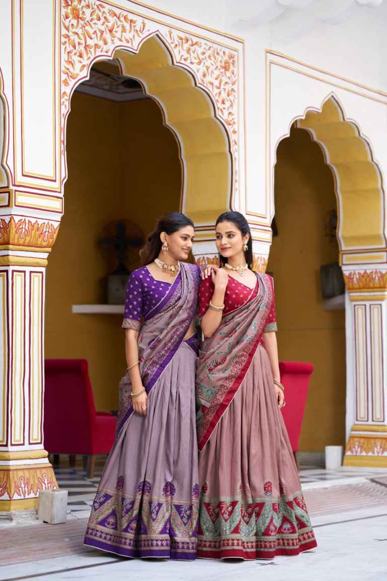 TASAR SILK PRINTED WITH ICONIC SPARKLE DESIGNER LEHENGA CHOLI
