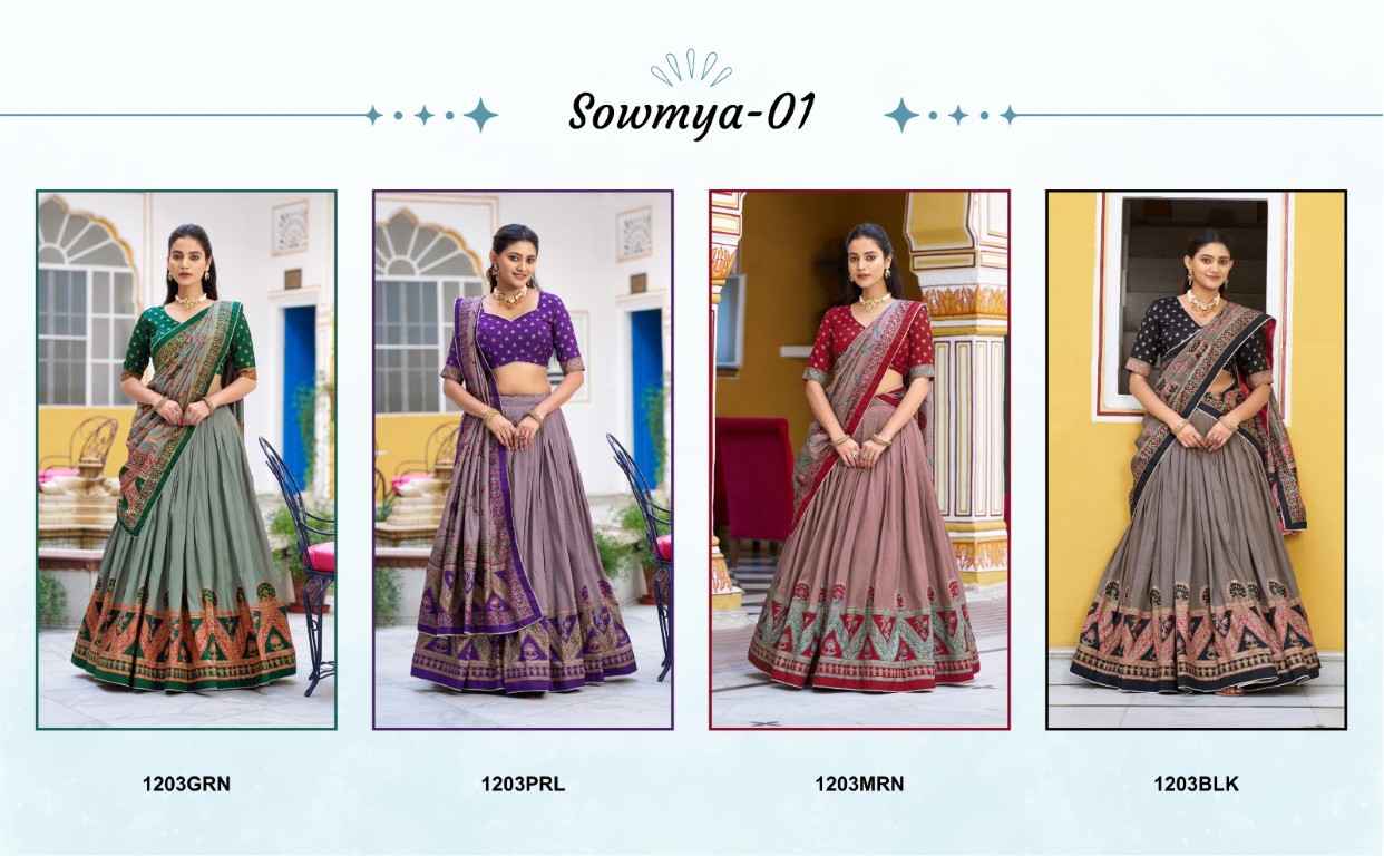 TASAR SILK PRINTED WITH ICONIC SPARKLE DESIGNER LEHENGA CHOLI