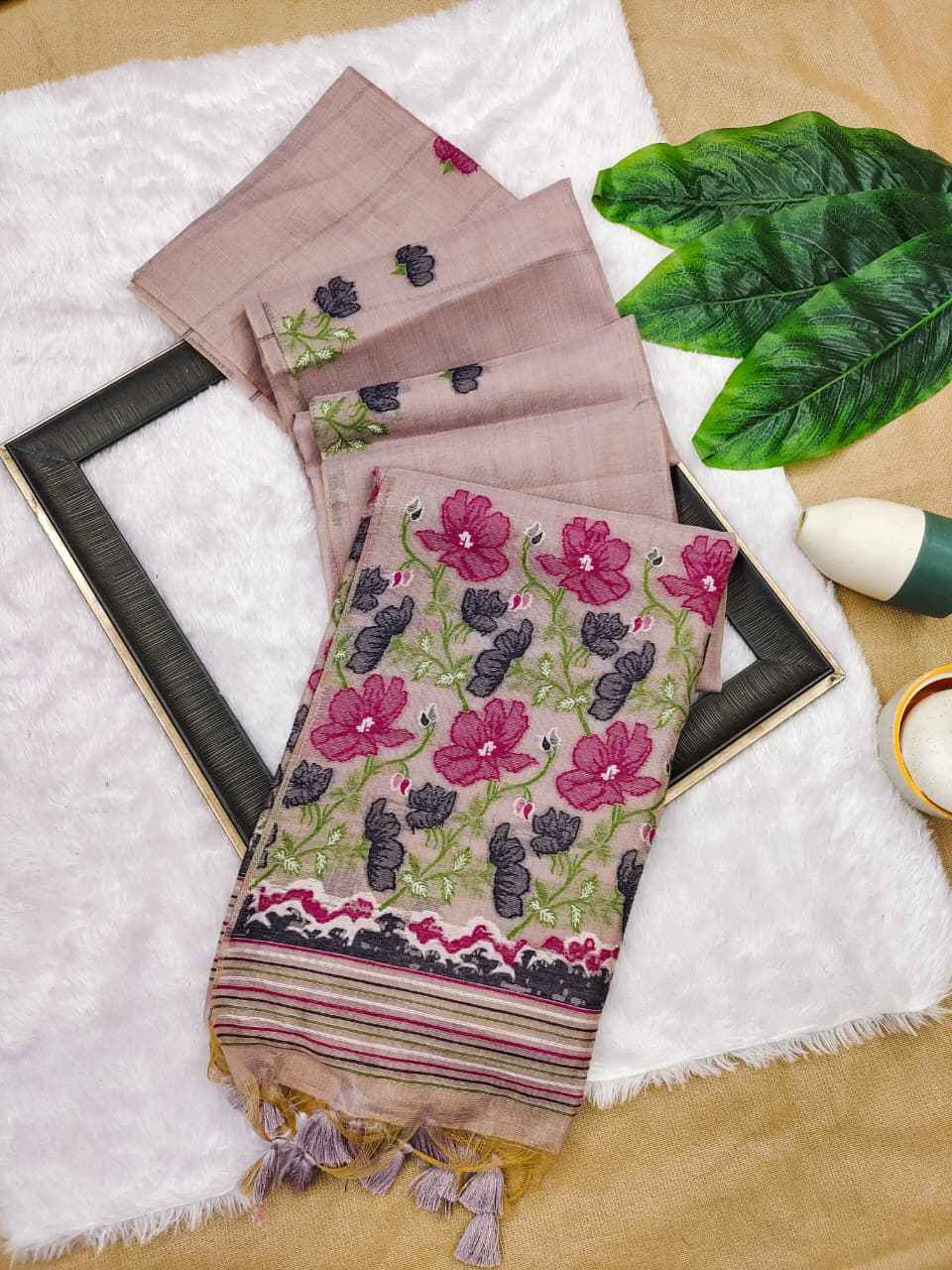 TISSUE SILK FLORAL RESHAM MEENA WOVEN SAREE 