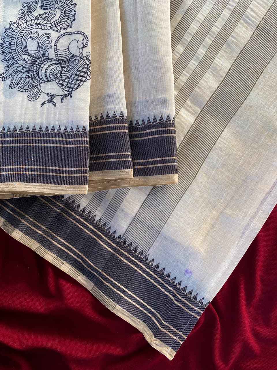 TUSSAR SILK MULTI THREAD PEACOCK MOTIFS SAREE AT WHOLESALE PRICE