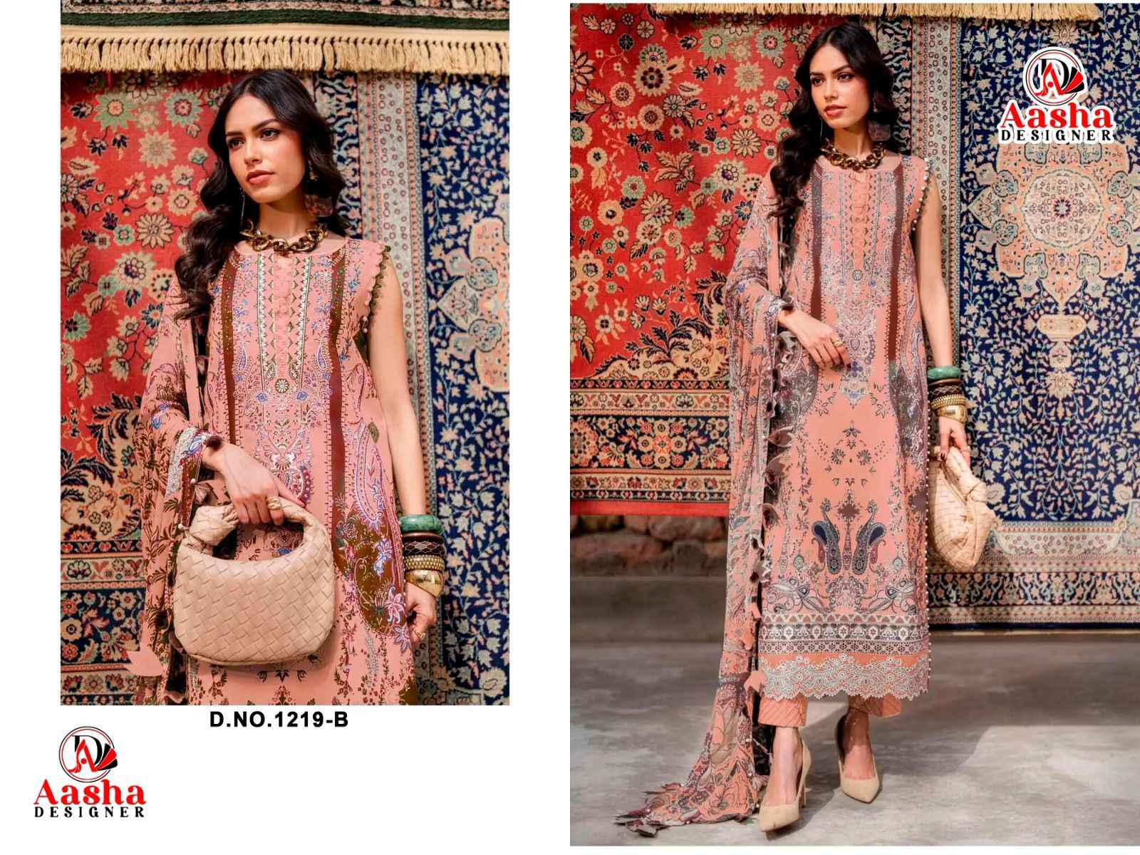 AASHA DESIGNER D.NO 1219AB PURE COTTON PAKISTANI DRESS MATERIAL