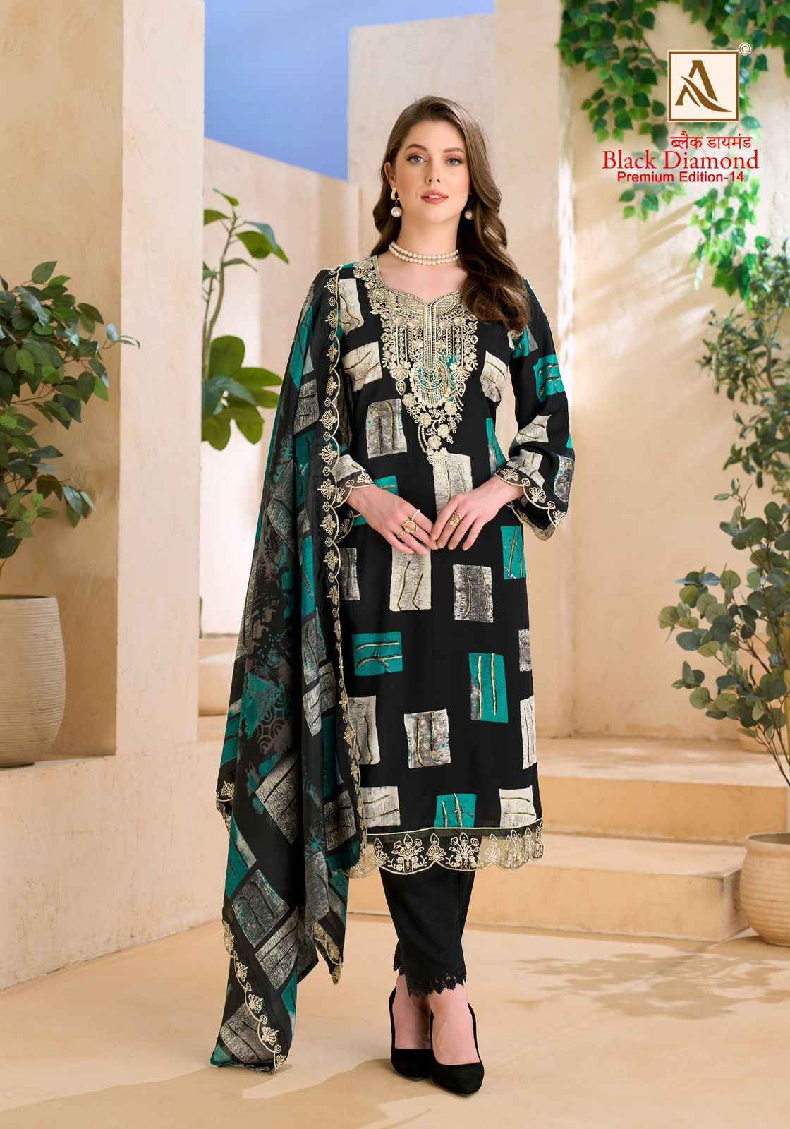ALOK BLACK DIAMOND-12 PURE REYON DISCHARGE PRINTED DRESS MATERIAL