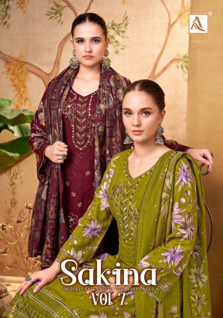 ALOK SAKINA-7 HEAVY VISCOSE REYON EMBROIDERY WORK DRESS MATERIAL