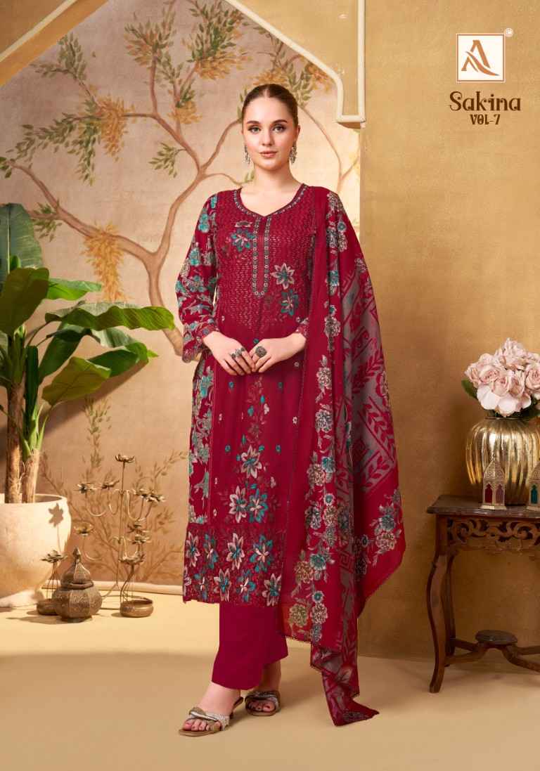ALOK SAKINA-7 HEAVY VISCOSE REYON EMBROIDERY WORK DRESS MATERIAL