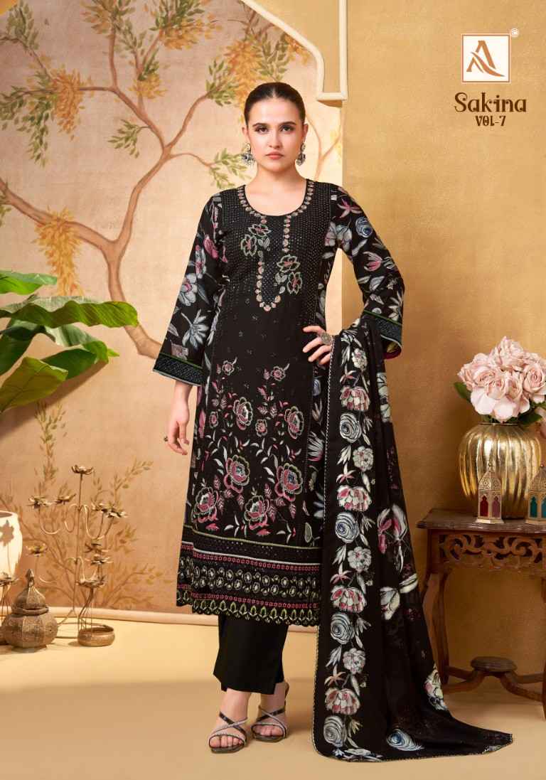 ALOK SAKINA-7 HEAVY VISCOSE REYON EMBROIDERY WORK DRESS MATERIAL