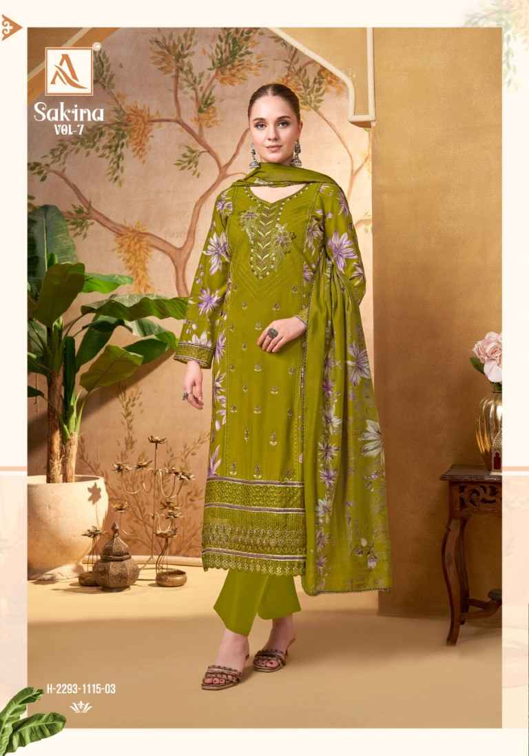 ALOK SAKINA-7 HEAVY VISCOSE REYON EMBROIDERY WORK DRESS MATERIAL