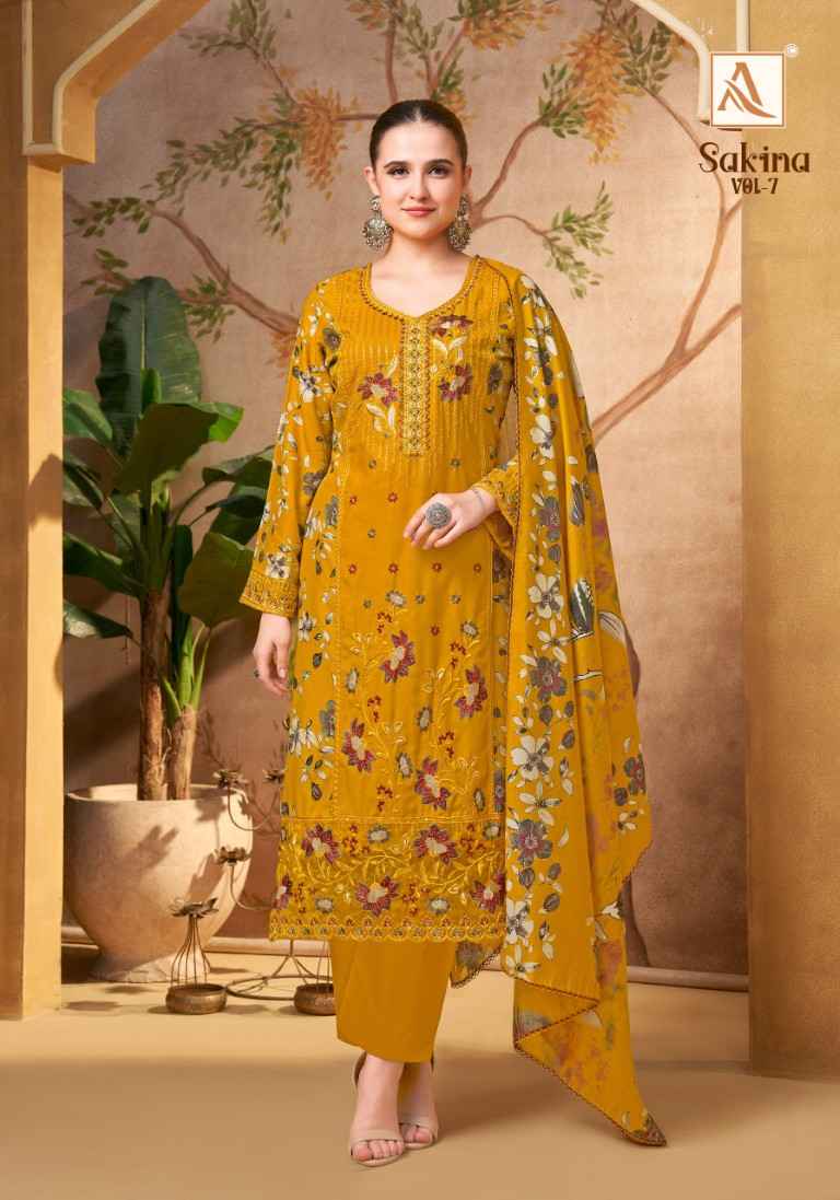 ALOK SAKINA-7 HEAVY VISCOSE REYON EMBROIDERY WORK DRESS MATERIAL