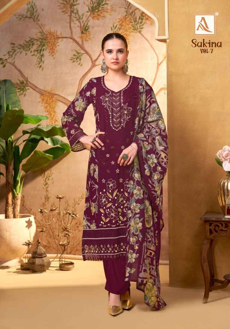 ALOK SAKINA-7 HEAVY VISCOSE REYON EMBROIDERY WORK DRESS MATERIAL