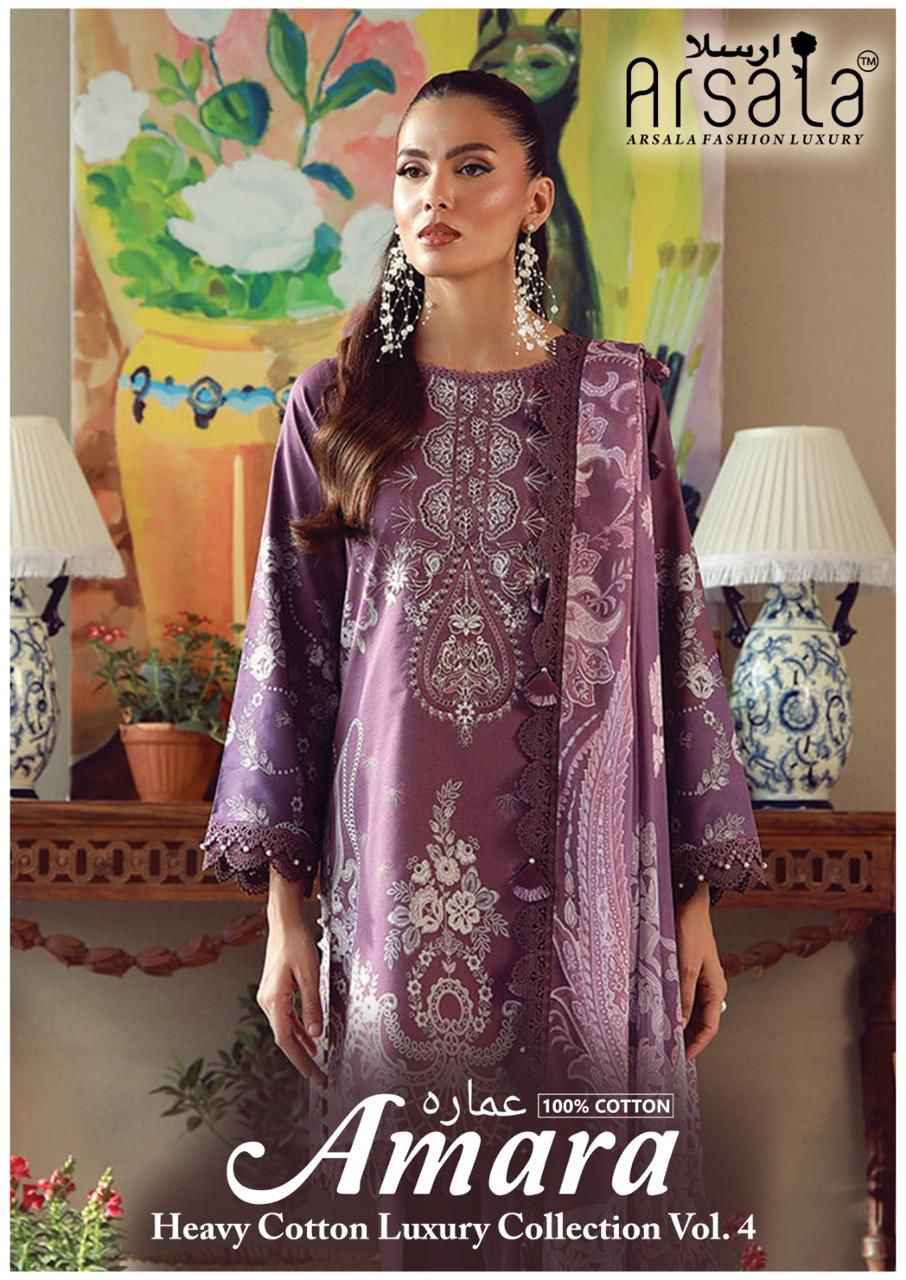 ARSALA AMARA VOL-4 HEAVY LAWN COTTON PRINTED DRESS MATERIAL 