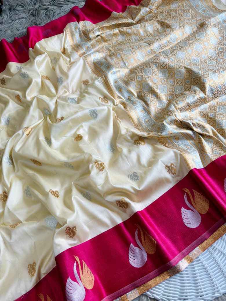 PREMIUM BANARASI PAITHANI SILK SATIN SWAN BORDER SAREE